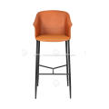 Orange saddle leather stainless steel bar stool